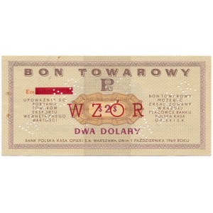 Pewex Bon Towarowy 2 dolary 1969 WZÓR - Em - NIEZNANY 