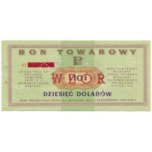 Pewex Bon Towarowy 10 dolarów 1969 WZÓR - Ef - NIEZNANY 
