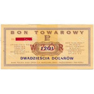 Pewex Bon Towarowy 20 dolarów 1969 WZÓR - Eh - NIEZNANY 