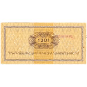 Pewex Bon Towarowy 20 dolarów 1969 WZÓR - Eh - NIEZNANY 