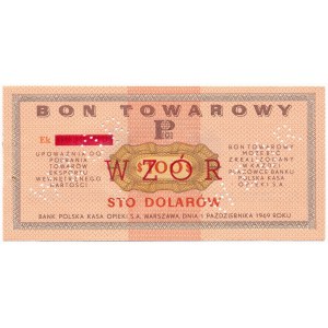 Pewex Bon Towarowy 100 dolarów 1969 WZÓR - Ek - NIEZNANY 