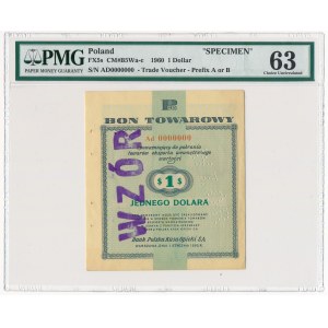 Pewex Bon Towarowy 1 dolar 1960 WZÓR Ad 0000000 - PMG 63