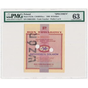 Pewex Bon Towarowy 50 dolarów 1960 WZÓR numeracja bieżąca - PMG 63