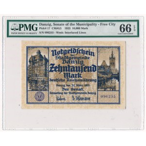 Gdańsk 10.000 marek 1923 - PMG 66 EPQ - RZADKOŚĆ