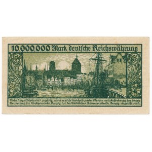 Gdańsk 10 milionów marek 1923 - A - odwrócony druk - RZADKA 