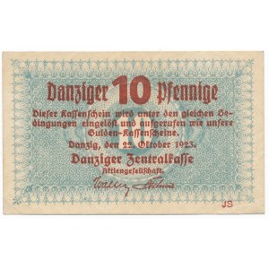 Gdańsk 10 fenigów 1923 Październik - znw. ZYGZAKI