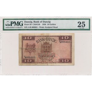 10 guldenów 1930 - PMG 25 - niski trzycyfrowy numer