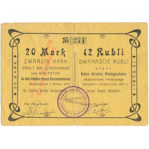 Białystok, 20 marek = 12 rubli 1915 - rzadki