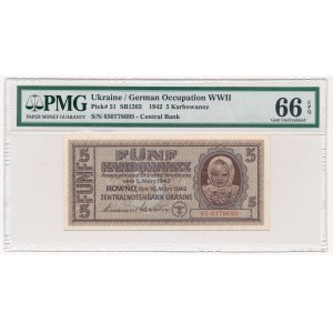 Ukraine 5 karbovantsiv 1942 - PMG 66 EPQ