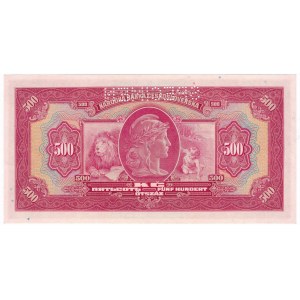 Czechosłowacja, 500 koron 1929 SPECIMEN 