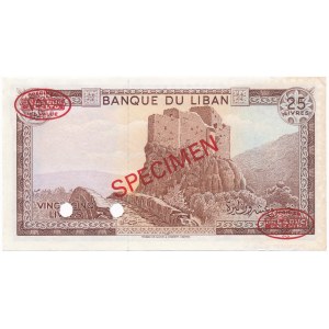 Liban, 25 funtów 1978 SPECIMEN - De la Rue