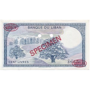 Liban, 100 funtów 1983 SPECIMEN - De la Rue