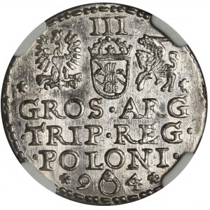 Zygmunt III Waza, Trojak Malbork 1594 - NGC MS64 - pierścień w dacie - RZADKI