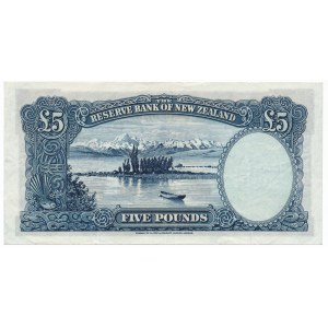 Nowa Zelandia, 5 funtów (1940-55) T.P.Hanna - rzadki podpis