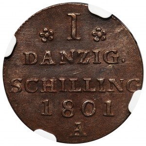 Wolne Miasto Gdańsk, Szeląg 1801 A - NGC MS63 BN
