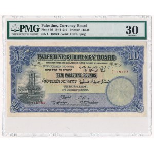 Palestine 10 Pounds 1944 - PMG 30 - RARITY