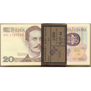 Paczka bankowa 20 złotych 1982 - AH - 100 sztuk