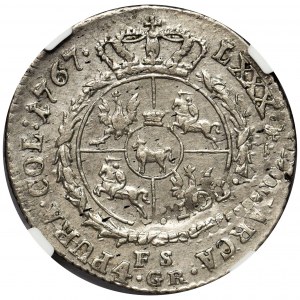 Poniatowski, Złotówka 1767 FS - NGC AU - podwójne bicie