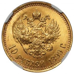 Rosja, Mikołaj II, 10 rubli 1899 AГ - NGC MS64+