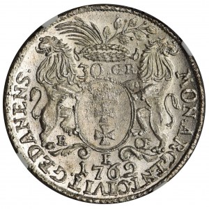 August III Sas, Złotówka Gdańsk 1762 REOE - NGC MS63