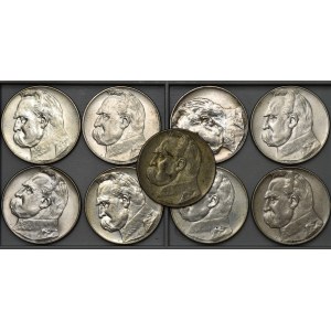 Zestaw, Piłsudski 10 złotych 1935-1937 (9 szt.) 