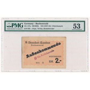 Germany, Buchenwald, 2 Wertmarke (1937-1945) - - PMG 53 David E.Seelye Collection - with overprint SS-Ko. Rottleberode