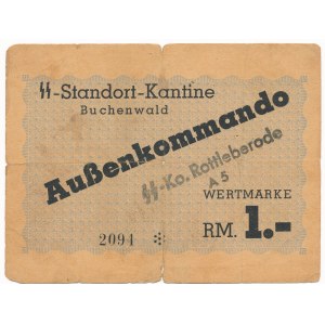 Buchenwald - Kantyna, 1 marka (1937-1945) ze stemplem SS-Ko. Rottleberode A5