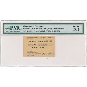 Germany, Dachau, 2 Reichsmark (1943) - PMG 55 with prisoners number - RARE
