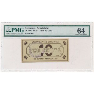 UNRRA Scheinfeld dla litewskich przesiedleńców - 10 centów 1946- PMG 64