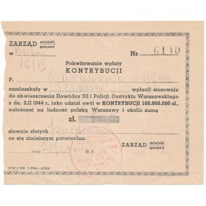 General Gouvernment, Blizne - Contribution certificate