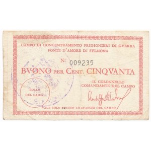 Italy, POW Fonte D'Amore Di Svlmona - 50 cents ND