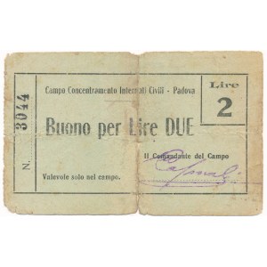 Italy, POW Campo Concentramento Internati Civili - Padova - 2 Lire ND
