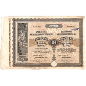 Galicyjskie Akcyjne Zakłady Górnicze, 200 koron 1907