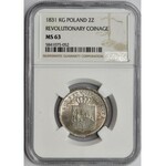 Powstanie Listopadowe, 2 złote Warszawa 1831 KG - NGC MS63