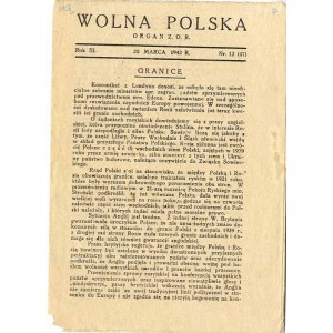 Wolna Polska. R.3 (1942). Nr 12 (47) (25 marca) Związek Odbudowy Rzeczypospolitej