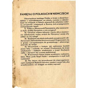 Pamiętaj o Polakach w Niemczech! ulotka 1944