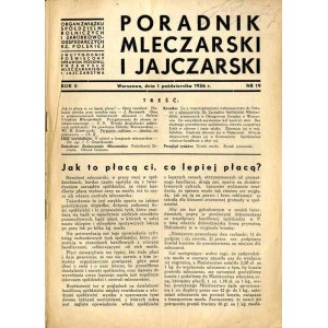Poradnik Mleczarski i Jajczarski. Dwutygodnik. R.2 (1936). Nr 19