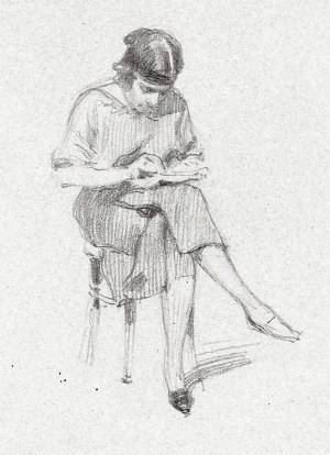 Stanisław Sawiczewski (1866-1943), Siedząca kobieta, ok. 1900