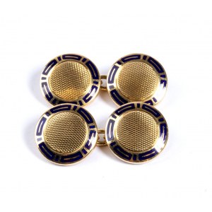 BULGARI, Gold and blue enameled cufflinks