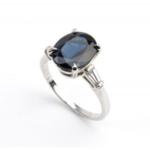 BULGARI, Platinum sapphire and diamonds ring