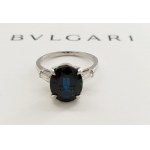 BULGARI, Platinum sapphire and diamonds ring