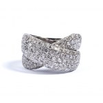 Gold diamonds cross band ring