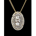 Diamond pearl gold necklace pendant-brooch