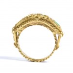 Archaeological style emerald diamond gold ring