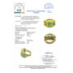 Archaeological style emerald diamond gold ring