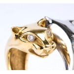 Panthere Doppelkopf Diamant Goldring