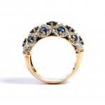 Gold diamond sapphire gold band ring