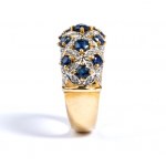 Gold diamond sapphire gold band ring