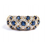 Gold diamond sapphire gold band ring