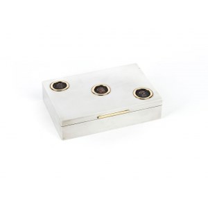 BULGARI, Sterling silver and gold case with coins